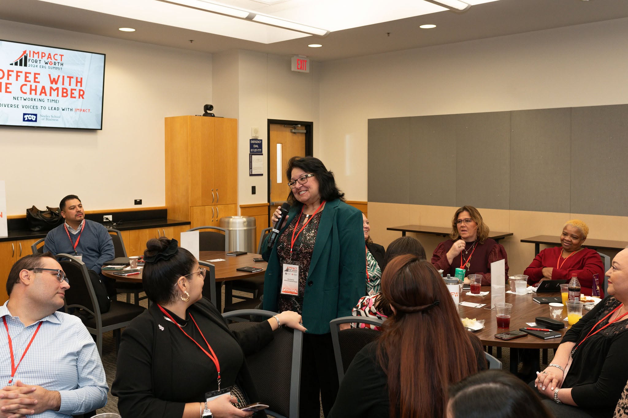 People networking during chamber coffee meeting