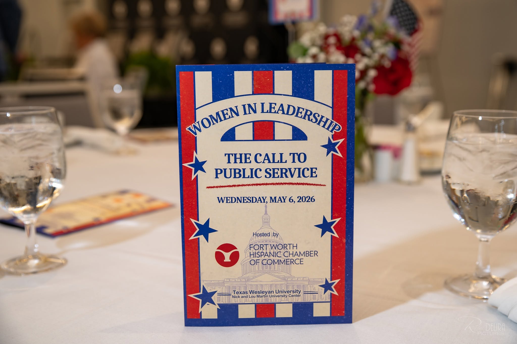 Women in Leadership event program on table